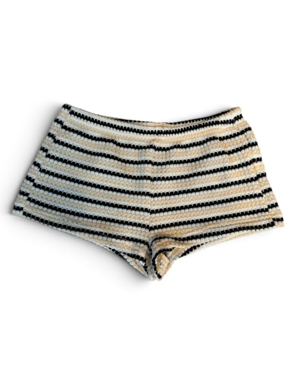 SHEIN Black & Cream Striped Knit Shorts XXS
